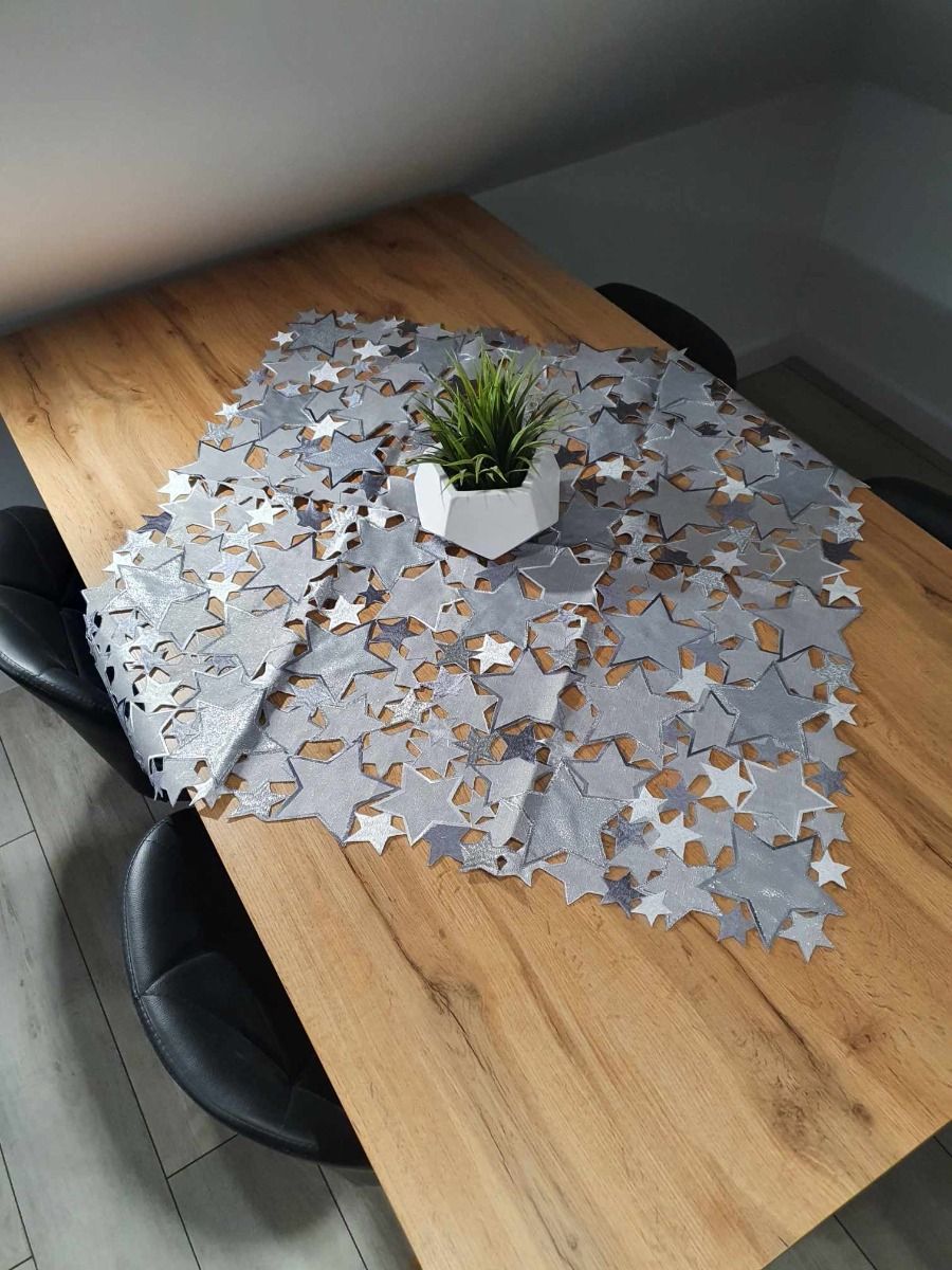 TABLECLOTH Christmas MAGIC STARS  - Table Runner - Silver image 3