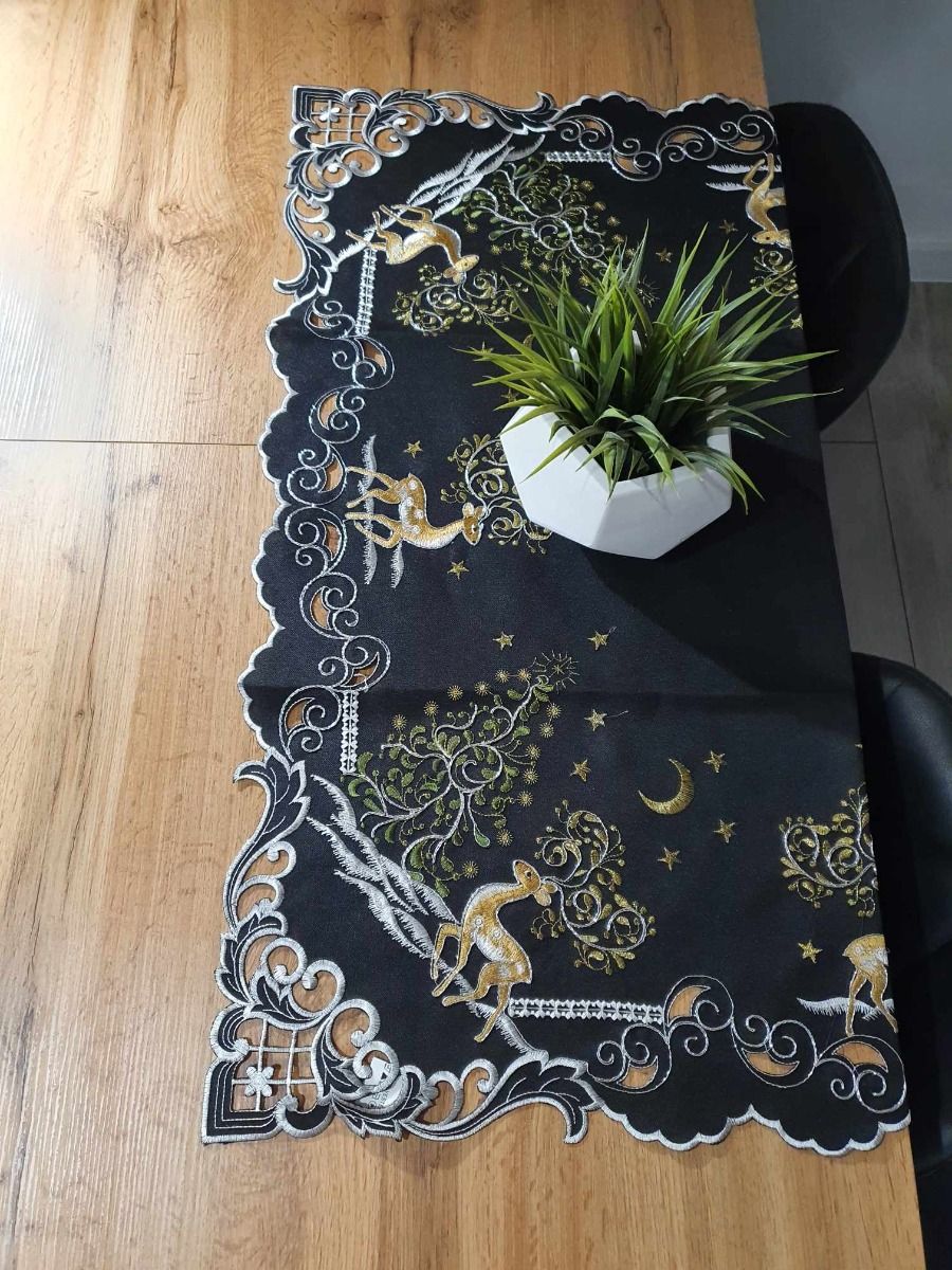 TABLECLOTH Christmas Reindeer  - Table Runner - Black image 2