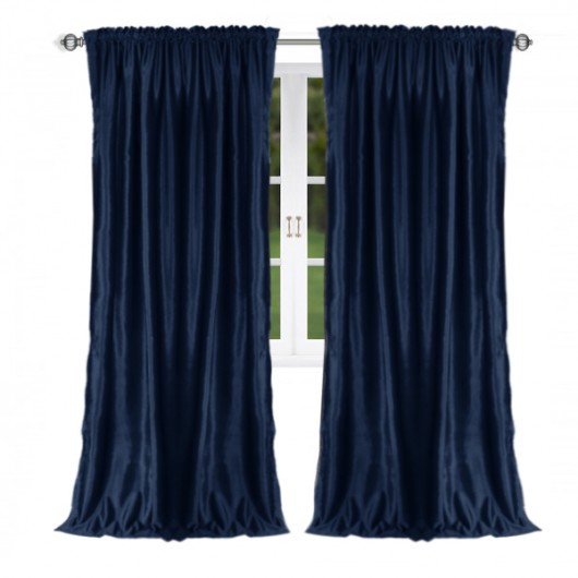 Navy blue velvet curtain on a tape 135x270cm ARACELI image 0