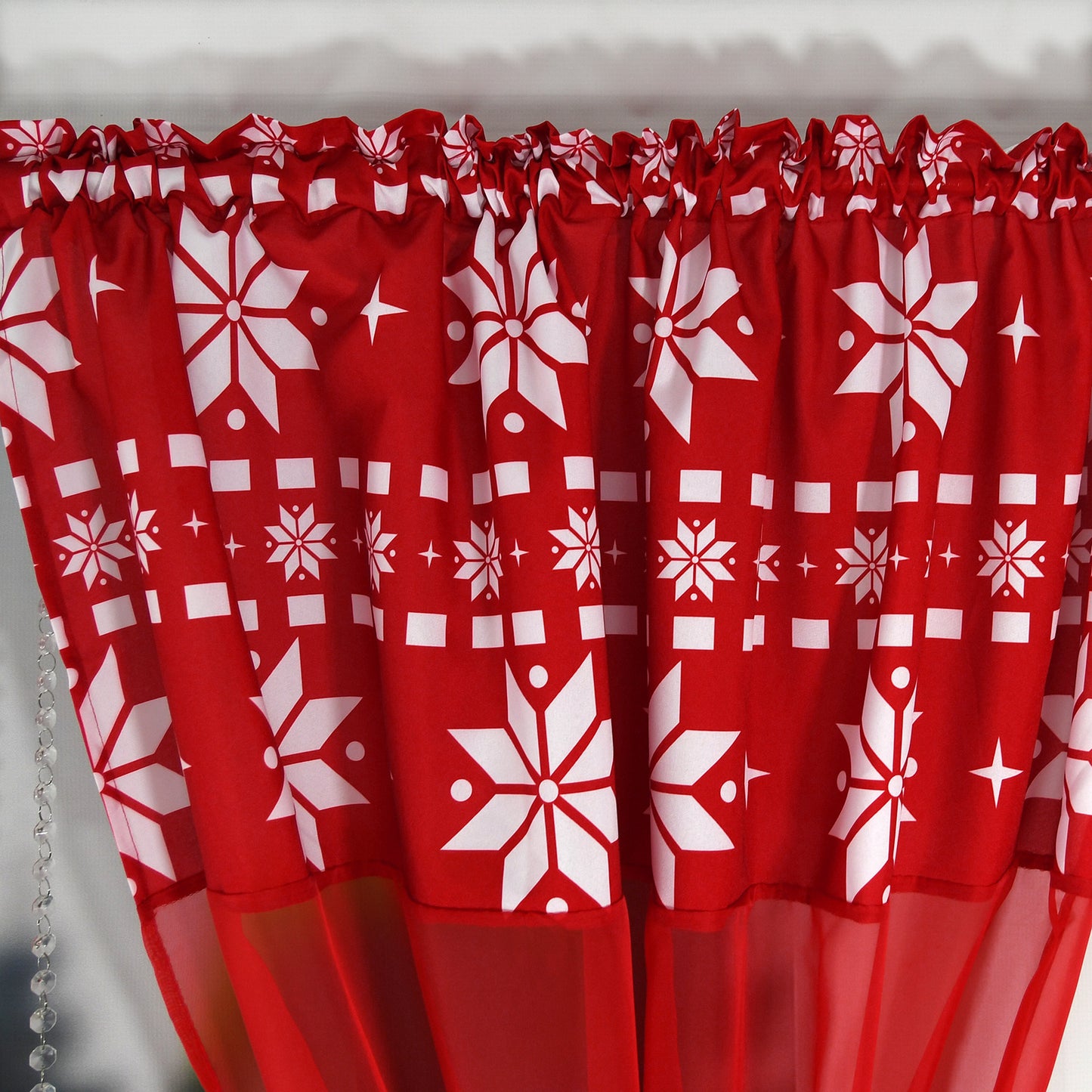 Christmas curtain set with ribbon hangers - MAGIC STAR image 4