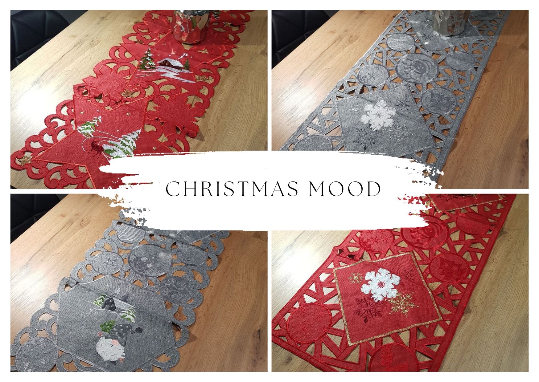 Embroidered Christmas table runner -  Style 2 image 0