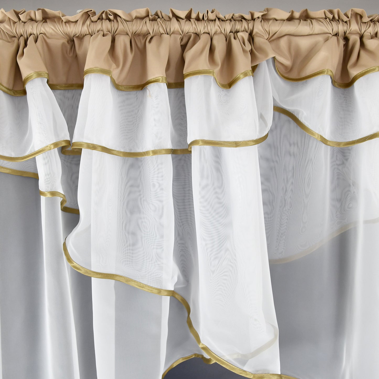 WERA - Beige curtain set with voile curtain + lambrequin image 2