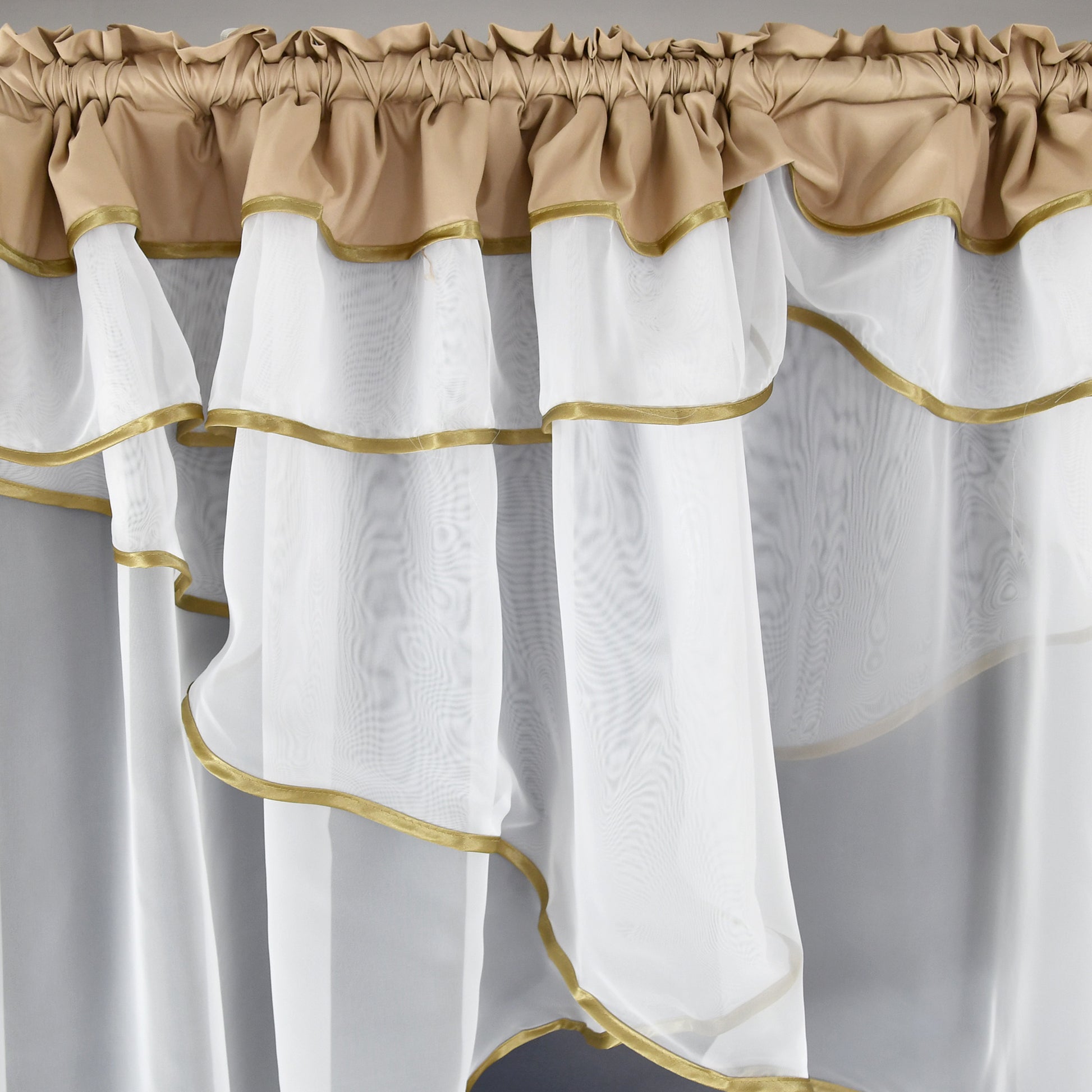 WERA - Beige curtain set with voile curtain + lambrequin image 2