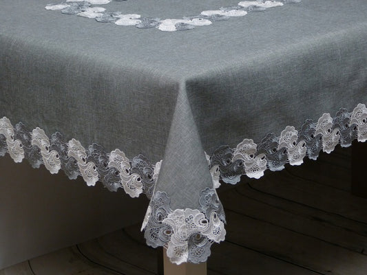 Guipure table gray runners made entirely of lace . image 0