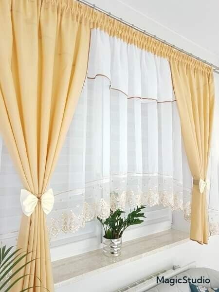 ,,Luna" Curtain with decorative lambrequin  -yellow image 0