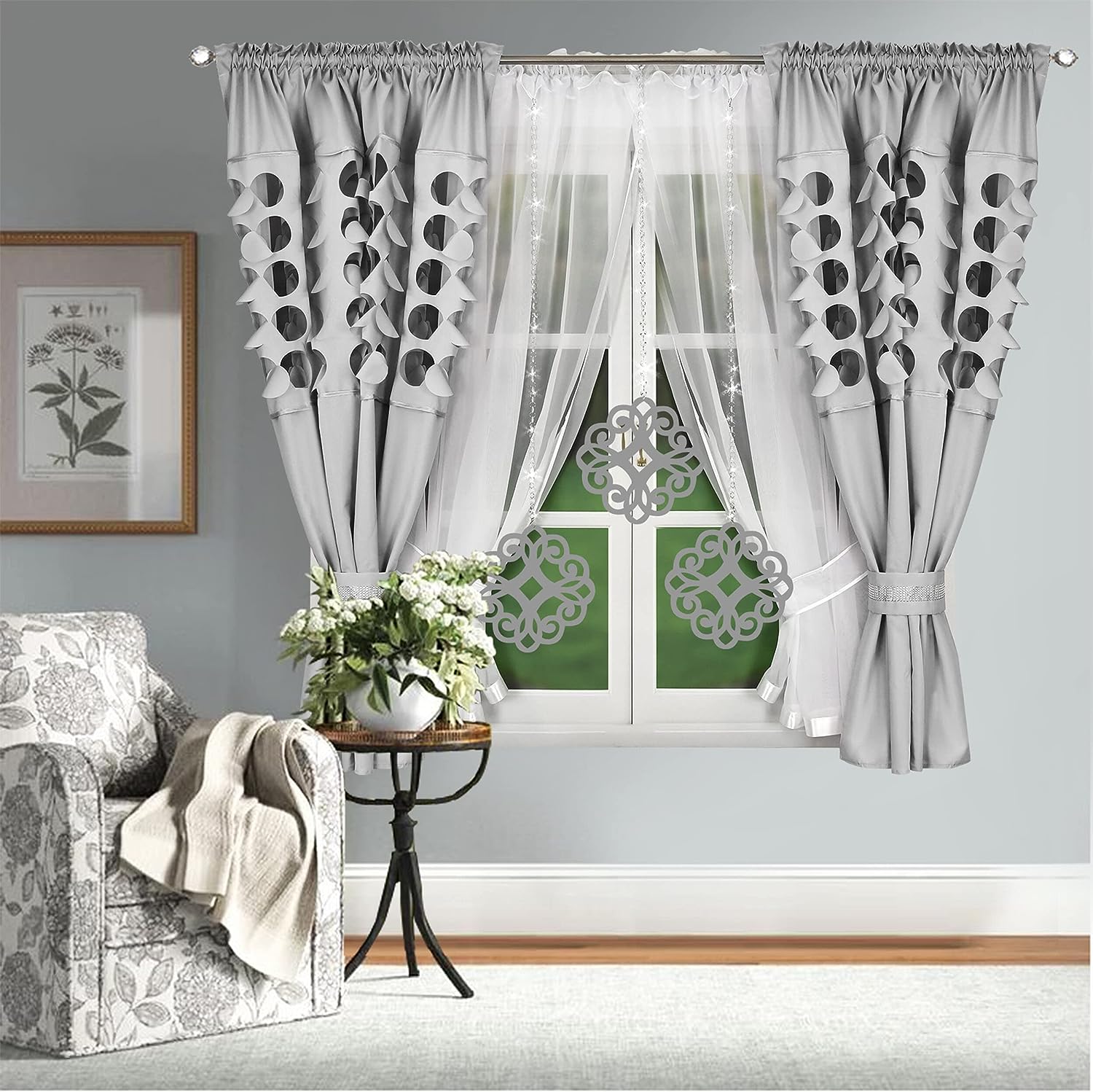 Decorative set with azure pendants - SILVER image 2