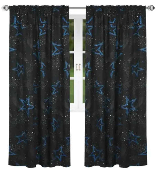 Black curtain with stars on a tape 145x250cm HERMINIA image 0
