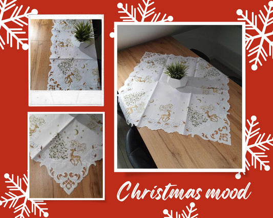 TABLECLOTH Christmas Reindeer  - Table Runner - White image 0