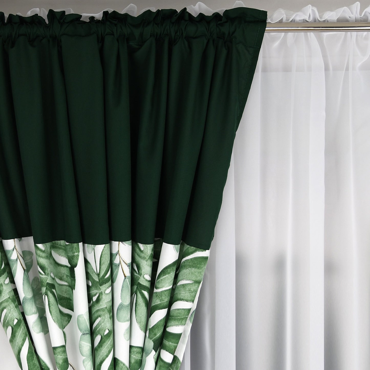 RANDY set of curtains with green leaves image 3