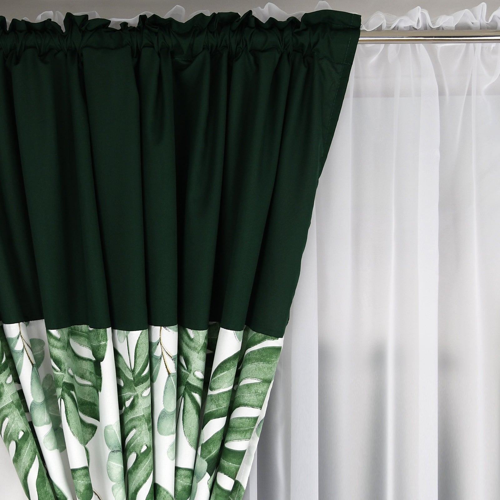 RANDY set of curtains with green leaves image 3