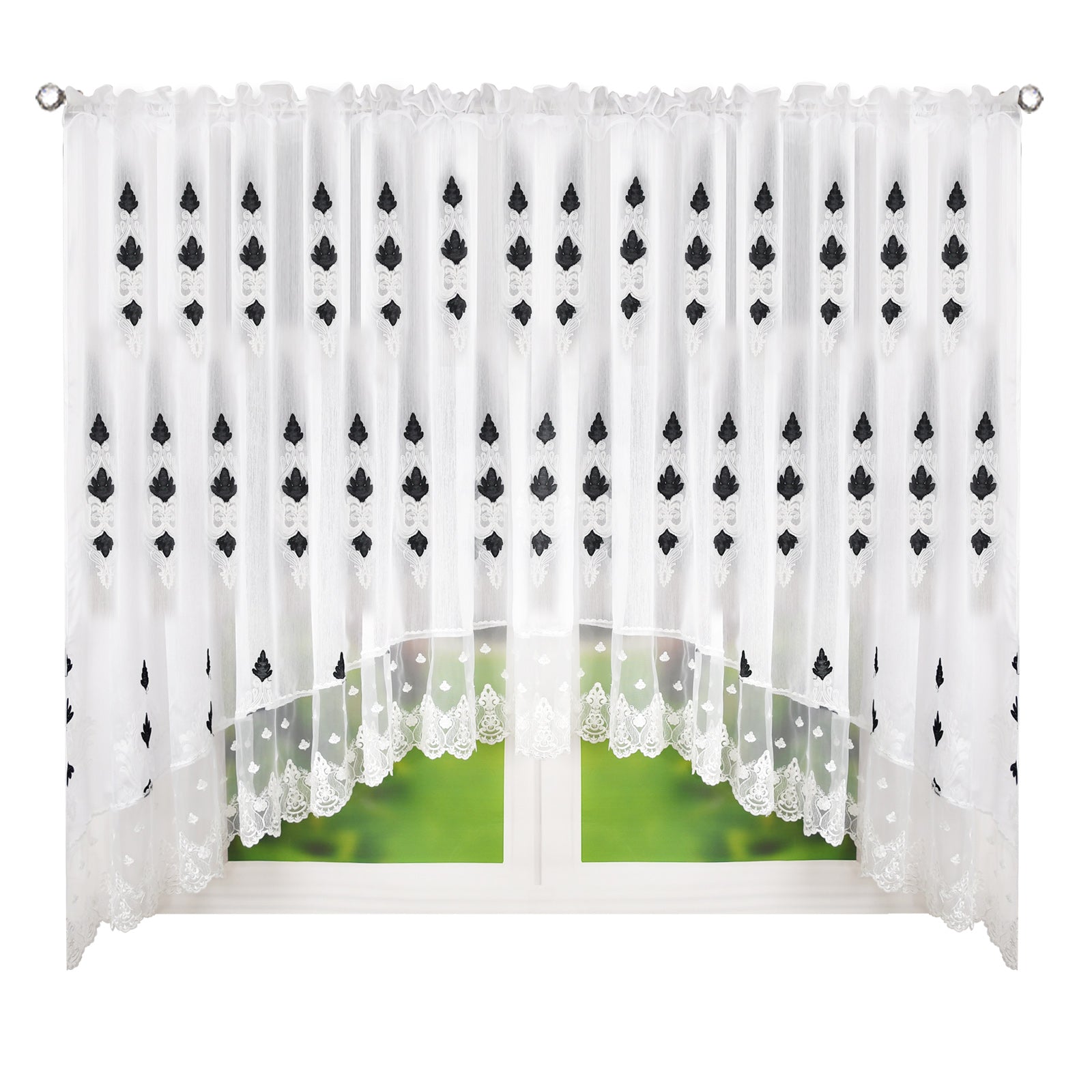 RICAMO  - Sable curtain with black embroidery decorated image 0
