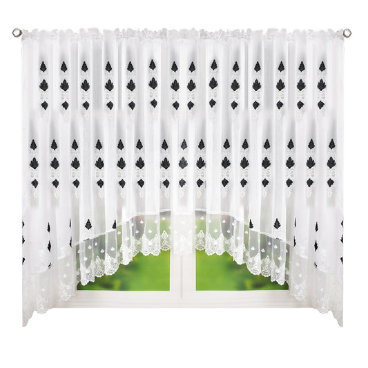 RICAMO  - Sable curtain with black embroidery decorated image 0
