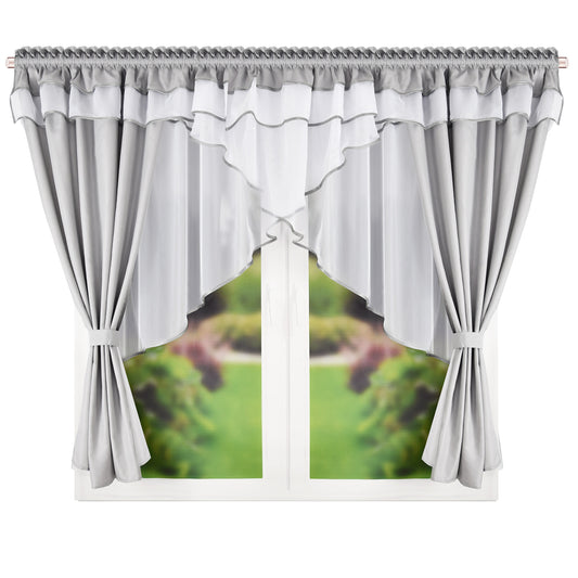 WERA - Gray curtain set with voile curtain + lambrequin image 0
