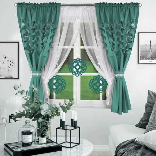 Decorative set with azure pendants - SEA GREEN | Sabi's Curtains